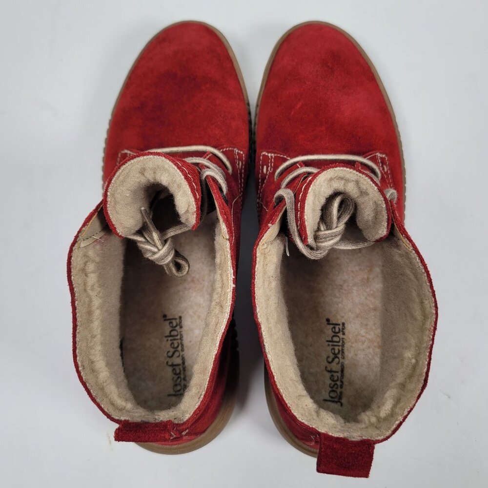 Josef Seibel Maren 02 Women's Red Suede Ankle Boots US Size 11.5 EU 42 - Picture 5 of 8